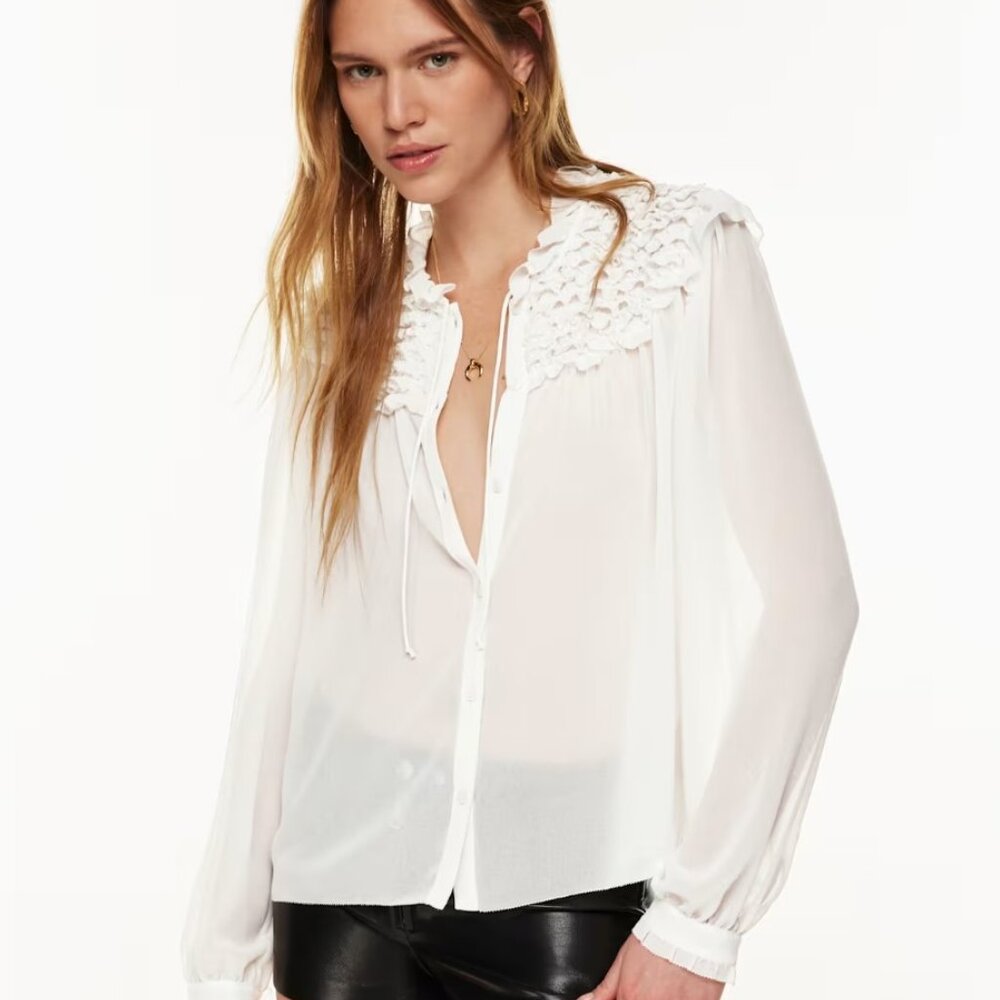 NWT Aritzia Wilfred Gemme Chiffon button-up blouse